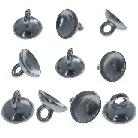 10 Silver Tone Plastic Ornament Caps - Egg Top Findings, End Caps 0.38 Inches in Silver color, Round shape