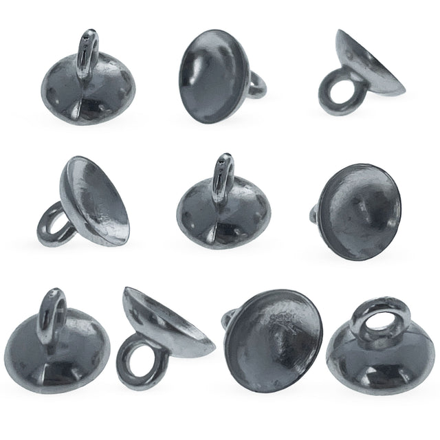 10 Silver Tone Plastic Ornament Caps - Ball or Egg Top Findings, End Caps 0.38 Inches (10mm) in Silver color Round