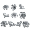 10 Large Silver Tone Metal Ornament Caps - Ball or Egg Top Findings, End Caps 0.59 Inches in Silver color Round
