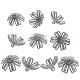 10 Large Silver Tone Metal Ornament Caps - Ball or Egg Top Findings, End Caps 0.59 Inches in Silver color Round