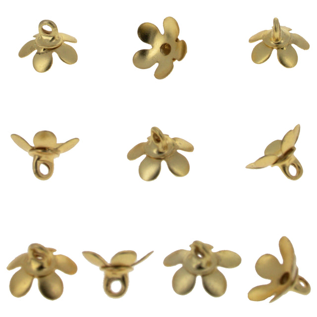10 Gold Tone Metal Ornament Caps - Ball or Egg Top Findings, End Caps 0.34 Inches (9 mm) in Gold color
