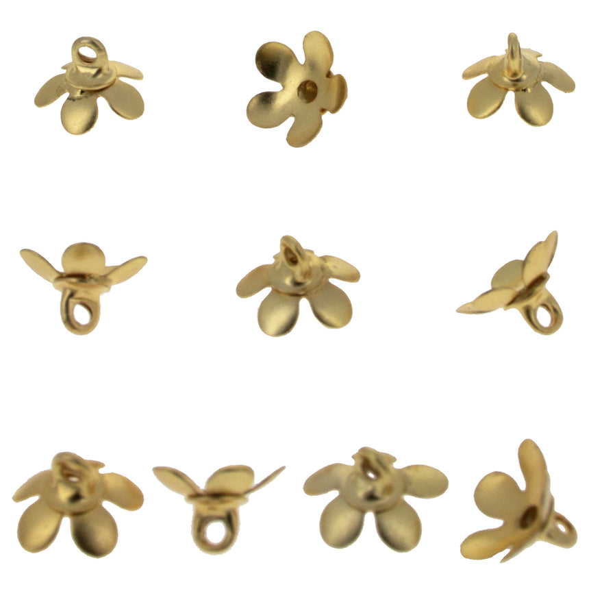 10 Gold Tone Metal Ornament Caps - Ball or Egg Top Findings, End Caps 0.34 Inches (9 mm) in Gold color