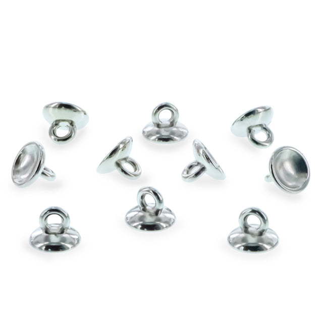10 Large Loop Silver Plastic Ornament Caps Ball or Ball or Egg Top Findings, End Caps 0.39 Inches (10 mm) in Gold color