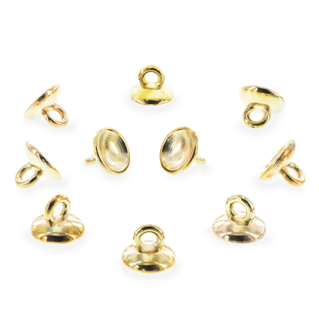 10 Large Loop Gold Brass Metal Ornament Caps Ball or Egg Top Findings, End Caps 0.39 Inches (10 mm) in Gold color