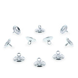 10 Bell-Top Silver Brass Metal Ornament Caps Ball or Egg Top Findings, End Caps 0.39 Inches (10 mm) in Silver color
