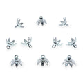 10 Filigree Petal Silver Tone Brass Metal Ornament Caps - Ball or Egg Top Findings, End Caps 0.35 Inches (9 mm) in Silver color