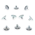 10 Fluted Bell-Flower Silver Brass Metal Ornament Caps - Ball or Egg Top Findings, End Caps 0.39 Inches (10 mm) in Silver color