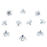 10 Ornate Scrollwork Filigree Silver Brass Metal Ornament Caps Ball or Egg Top Findings, End Caps 0.39 Inches (10 mm) in Silver color
