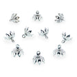 10 Lotus Petal Filigree Silver Brass Metal Ornament Caps - Ball or Egg Top Findings, End Caps 0.35 Inches (9 mm) in Silver color