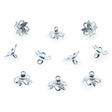 10 Floral Lily Silver Brass Metal Ornament Caps Ball or Egg Top Findings, End Caps  0.35 Inches (9 mm) in Silver color