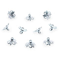 10 Floral Lily Silver Brass Metal Ornament Caps Ball or Egg Top Findings, End Caps  0.35 Inches (9 mm) in Silver color