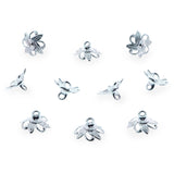 10 Floral Lily Silver Brass Metal Ornament Caps Ball or Egg Top Findings, End Caps  0.35 Inches (9 mm) in Silver color