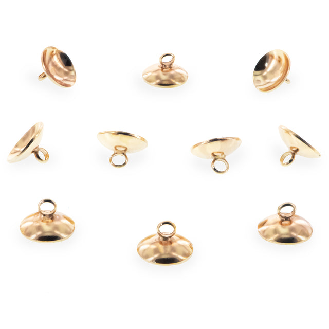 10 Bell-Top  Gold Brass Metal Ornament Caps Ball or Egg Top Findings, End Caps  0.39 Inches (10 mm) in Gold color