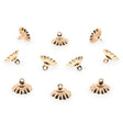 Metal 10 Fluted Bell-Flower Gold Brass Metal Ornament Caps - Ball or Egg Top Findings, End Caps   0.39 Inches (10 mm) in Gold color