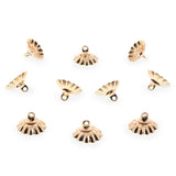 Metal 10 Fluted Bell-Flower Gold Brass Metal Ornament Caps - Ball or Egg Top Findings, End Caps   0.39 Inches (10 mm) in Gold color