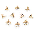 10 Lotus Petal Filigree Gold Brass Metal Ornament Caps Ball or Egg Top Findings, End Caps 0.35 Inches (9 mm) in Gold color
