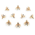 10 Lotus Petal Filigree Gold Brass Metal Ornament Caps Ball or Egg Top Findings, End Caps 0.35 Inches (9 mm) in Gold color