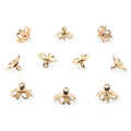 10 Floral Lily Gold Brass Metal Ornament Caps Ball or Egg Top Findings, End Caps  0.35 Inches (9 mm) in Gold color