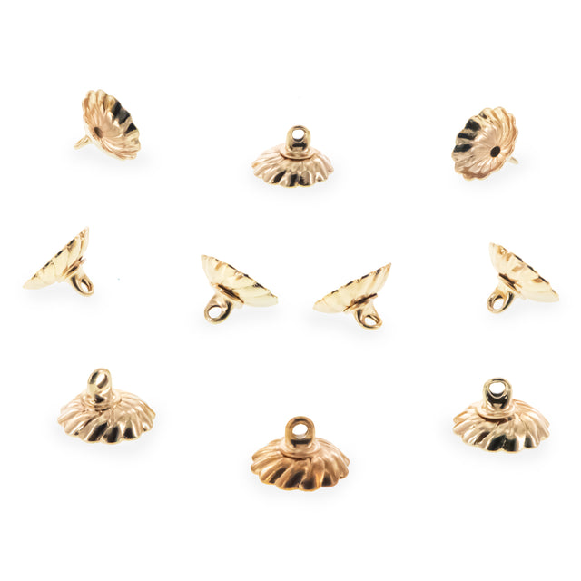 10 Scroll Dome Gold Tone Brass Metal Ornament Caps - Ball or Egg Top Findings, End Caps 0.39 Inches (10 mm) in Gold color