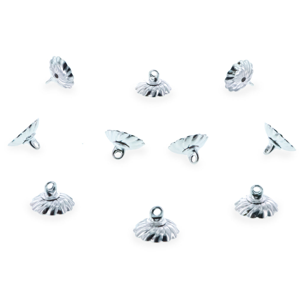 10 Scroll Dome Silver  Brass Metal Ornament Caps Ball or Egg Top Findings, End Caps 0.39 Inches (10 mm) in Silver color