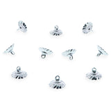 10 Scroll Dome Silver  Brass Metal Ornament Caps Ball or Egg Top Findings, End Caps 0.39 Inches (10 mm) in Silver color
