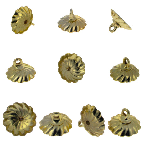 10 Medium Gold Tone Metal Ornament Caps - Egg Top Findings, End Caps 0.38 Inches in Gold color,  shape