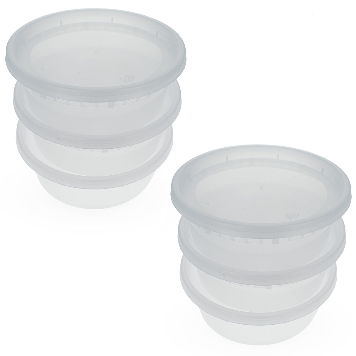 Set of 6 Lock It Tight Clear Plastic Stackable Containers 8 Oz in Clear color, Round shape