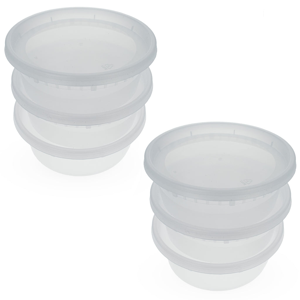 Set of 6 Lock It Tight Clear Plastic Stackable Containers 8 Oz in Clear color Round