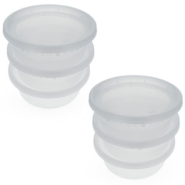 Set of 6 Lock It Tight Clear Plastic Stackable Containers 8 Oz in Clear color Round