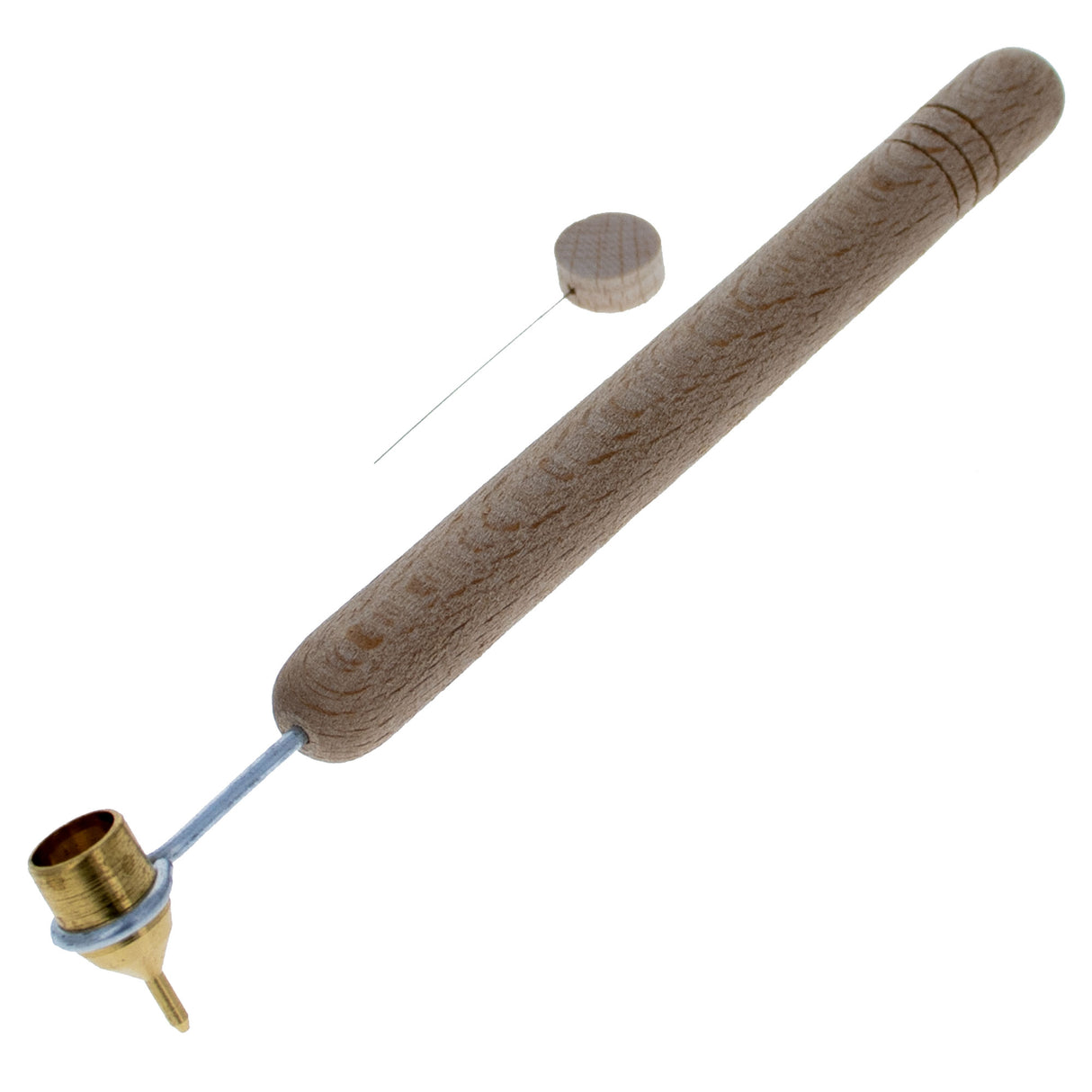 0.3 mm Fine Brass Tip Wooden Handle Kistka (Hot Wax Pen) in Beige color,  shape