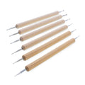 Set of 6 Double Wooden Handles Drop Pull Tools for Pysanky Easter Eggs Decorating in Beige color