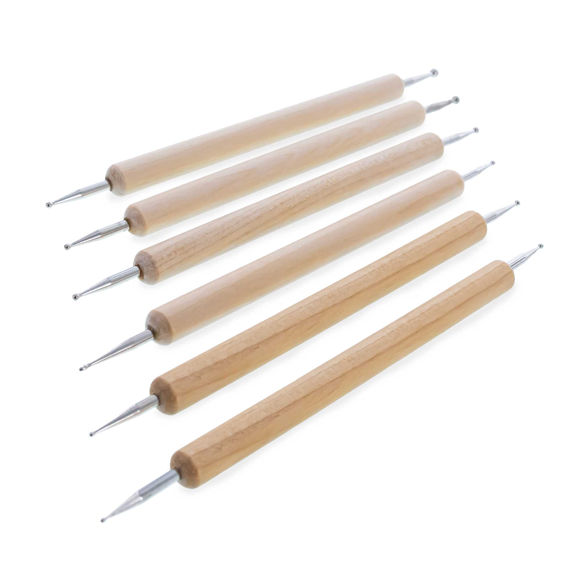 Set of 6 Double Wooden Handles Drop Pull Tools for Pysanky Easter Eggs Decorating in Beige color