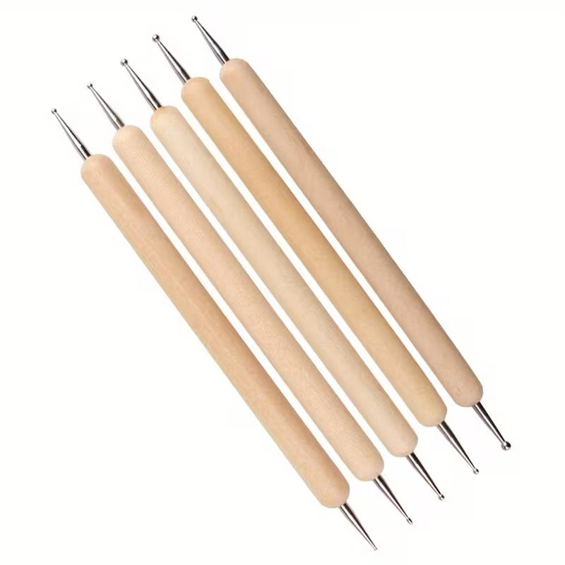 Set of 6 Double Wooden Handles Drop Pull Tools for Pysanky Easter Eggs Decorating