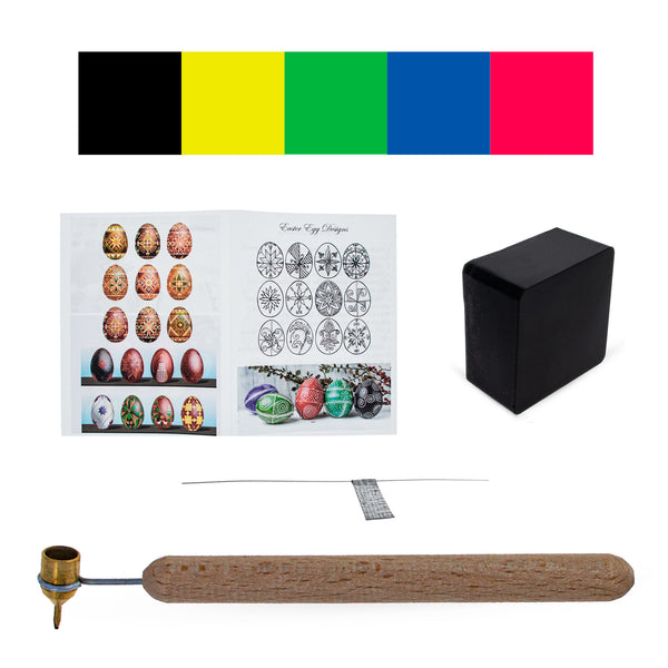 0.3 mm Fine Brass Tip Brass Kistka, Beeswax, 5 Dyes, Cleaning Wire and Instructions Ukrainian Easter Egg Decorating Kit in Multi color,  shape
