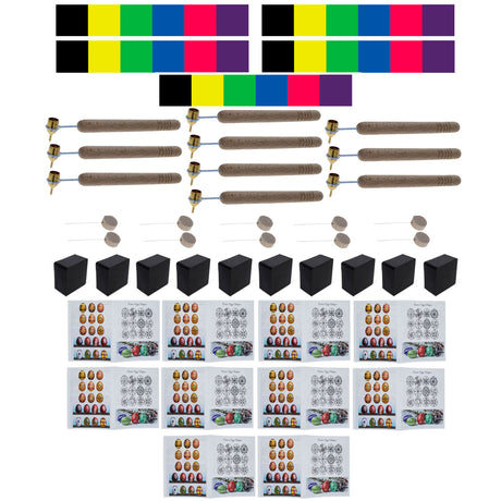Metal 10 x Heavy Kistkas, 10 x Beeswax, 30 x Dyes, 10 x Wires, and 10 x Instructions Easter Egg Decorating Teacher Kit in Multi color