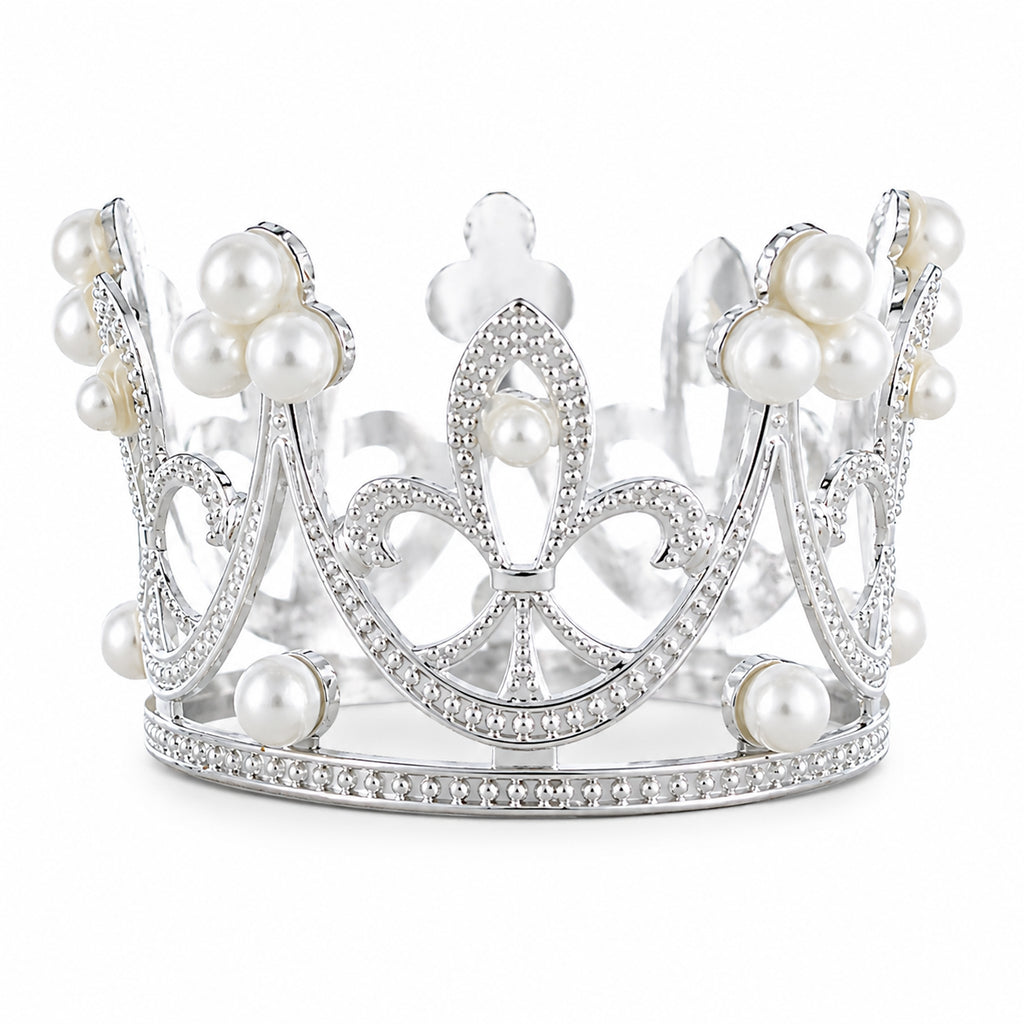 Large Crown Silver Tone Metal Goose Egg Stand Holder Display in Silver color