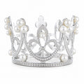 Large Crown Silver Tone Metal Goose Egg Stand Holder Display in Silver color