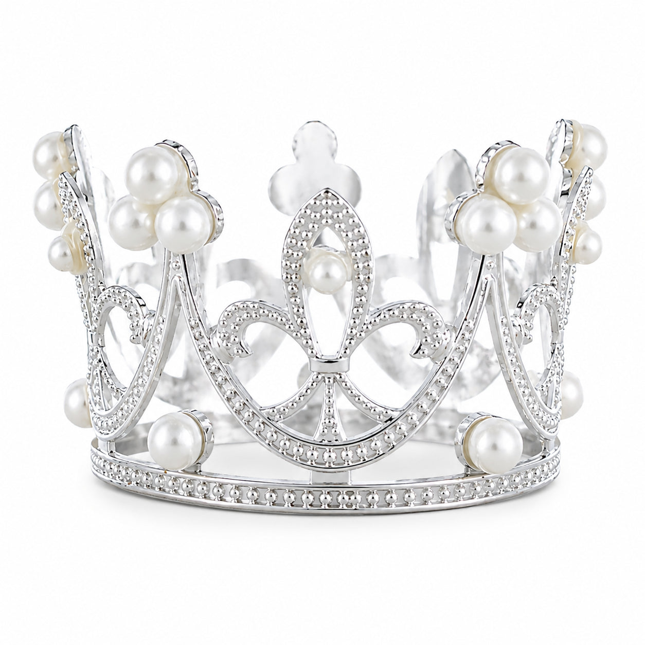 Large Crown Silver Tone Metal Goose Egg Stand Holder Display in Silver color