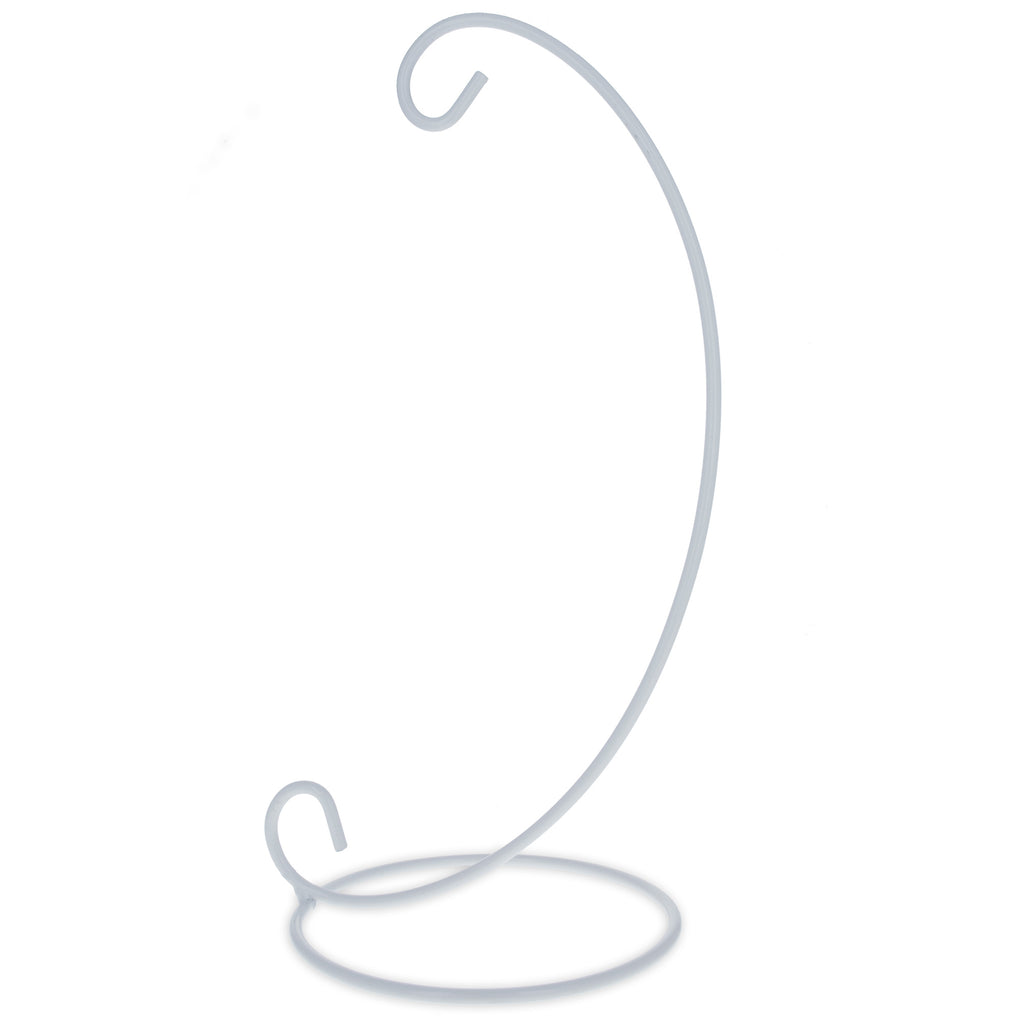 White Metal Round Base Ornament Stand Display Holder 9 Inches in White color