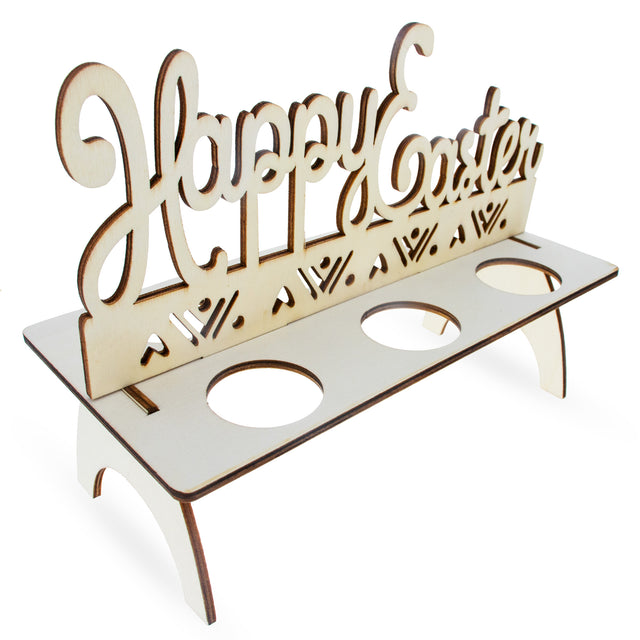 Happy Easter Wooden Multiple Egg Shelf Stand Holder Display in Beige color
