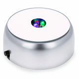 Battery Operated Round Egg Sphere Stand Holder Display Colorful LED in Silver color Round