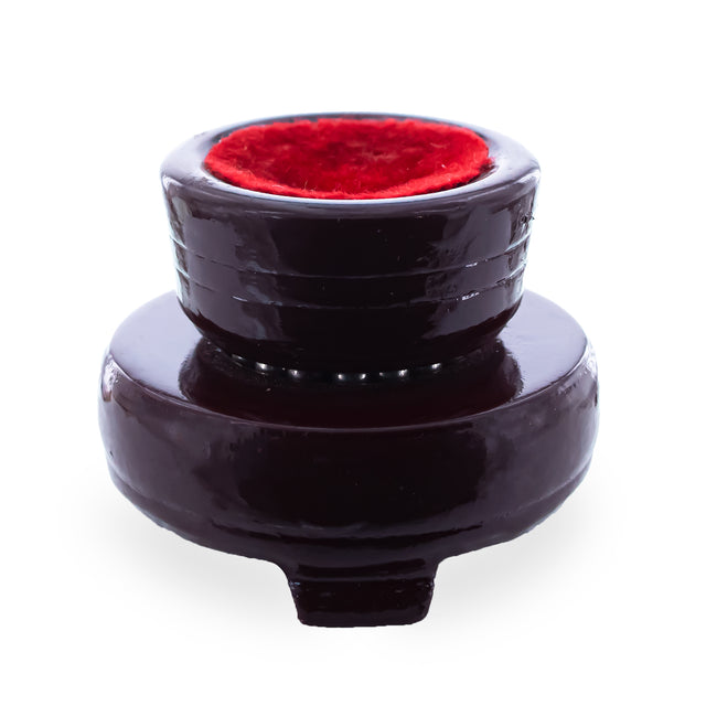 Mahogany Wooden Egg Stand with Velvet Liner Holder Display in Brown color