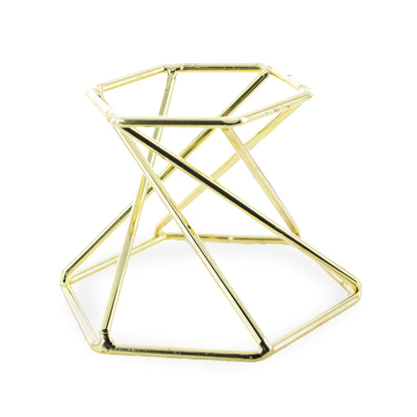 Metal Hexagon Gold Tone Metal Chicken and Goose Egg Stand Holder Display in Gold color