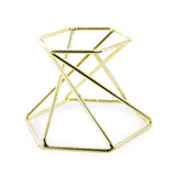 Hexagon Gold Tone Metal Chicken and Goose Egg Stand Holder Display in Gold color