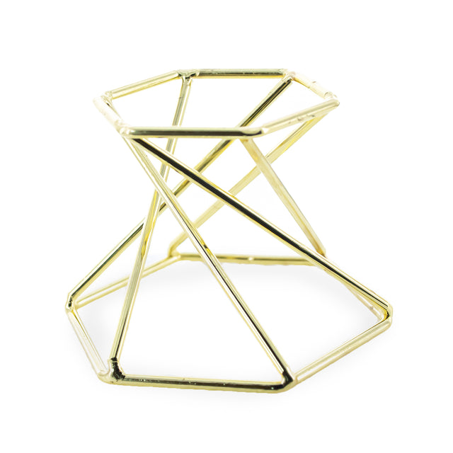 Hexagon Gold Tone Metal Chicken and Goose Egg Stand Holder Display in Gold color
