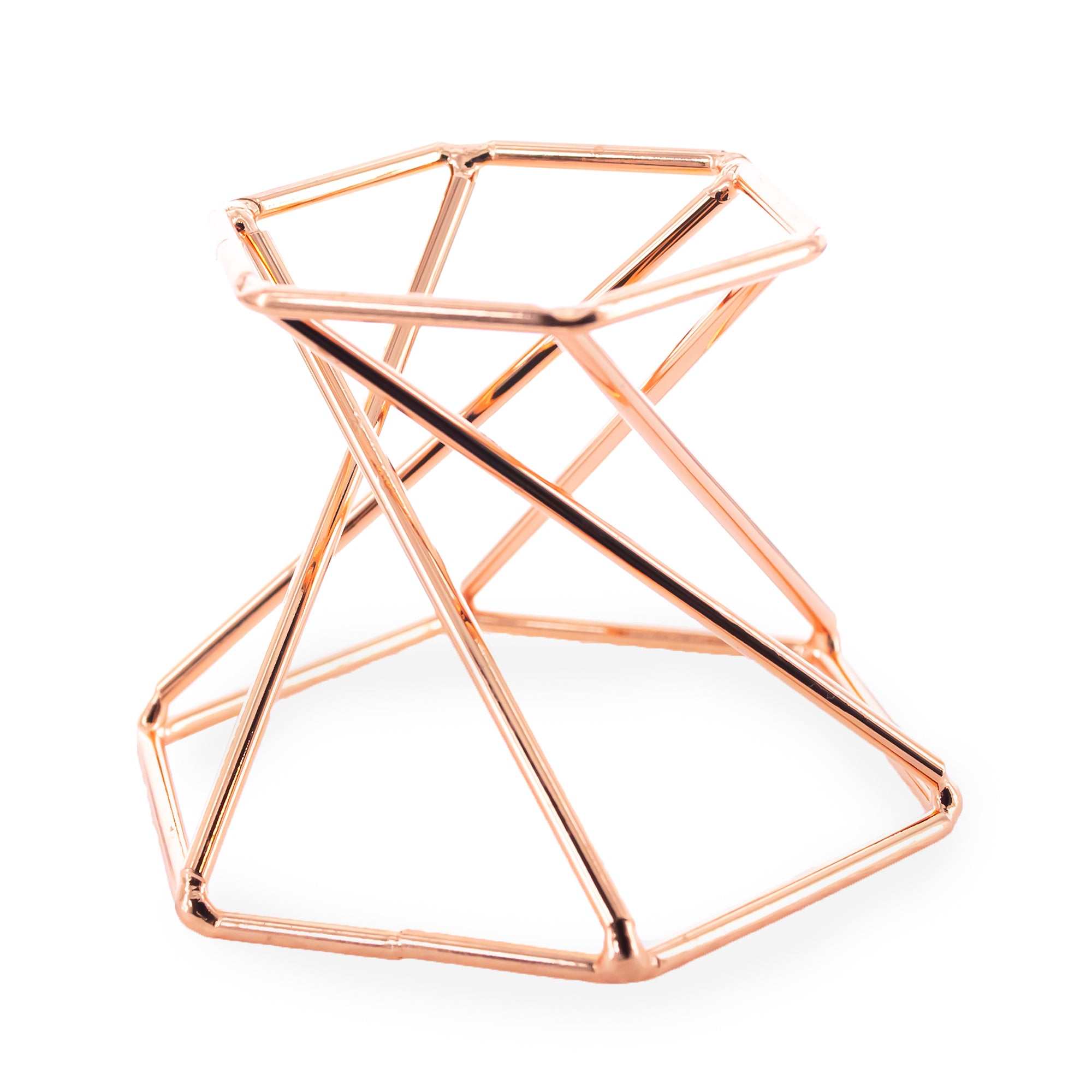 Hexagon Rose Gold Tone Metal Chicken and Goose Egg Stand Holder Display in Gold color