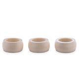 3 Wooden Egg Stands Holders Displays 0.75 Inch Diameter in Beige color