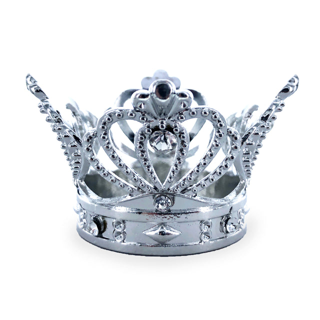 Ornate Silver Crown Egg Stand Holder Display in Silver color
