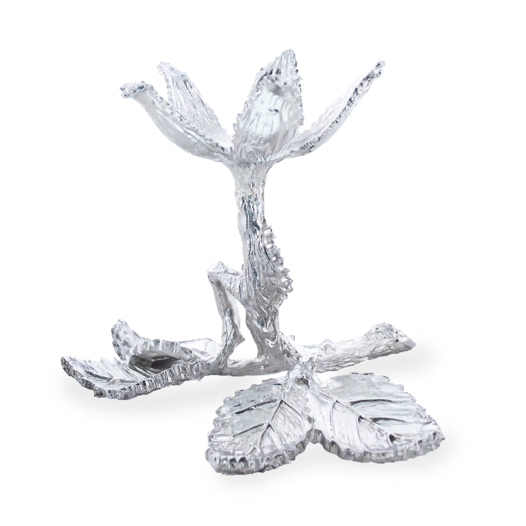 Silver Leaf and Branch Egg Stand Holder Display in Silver color