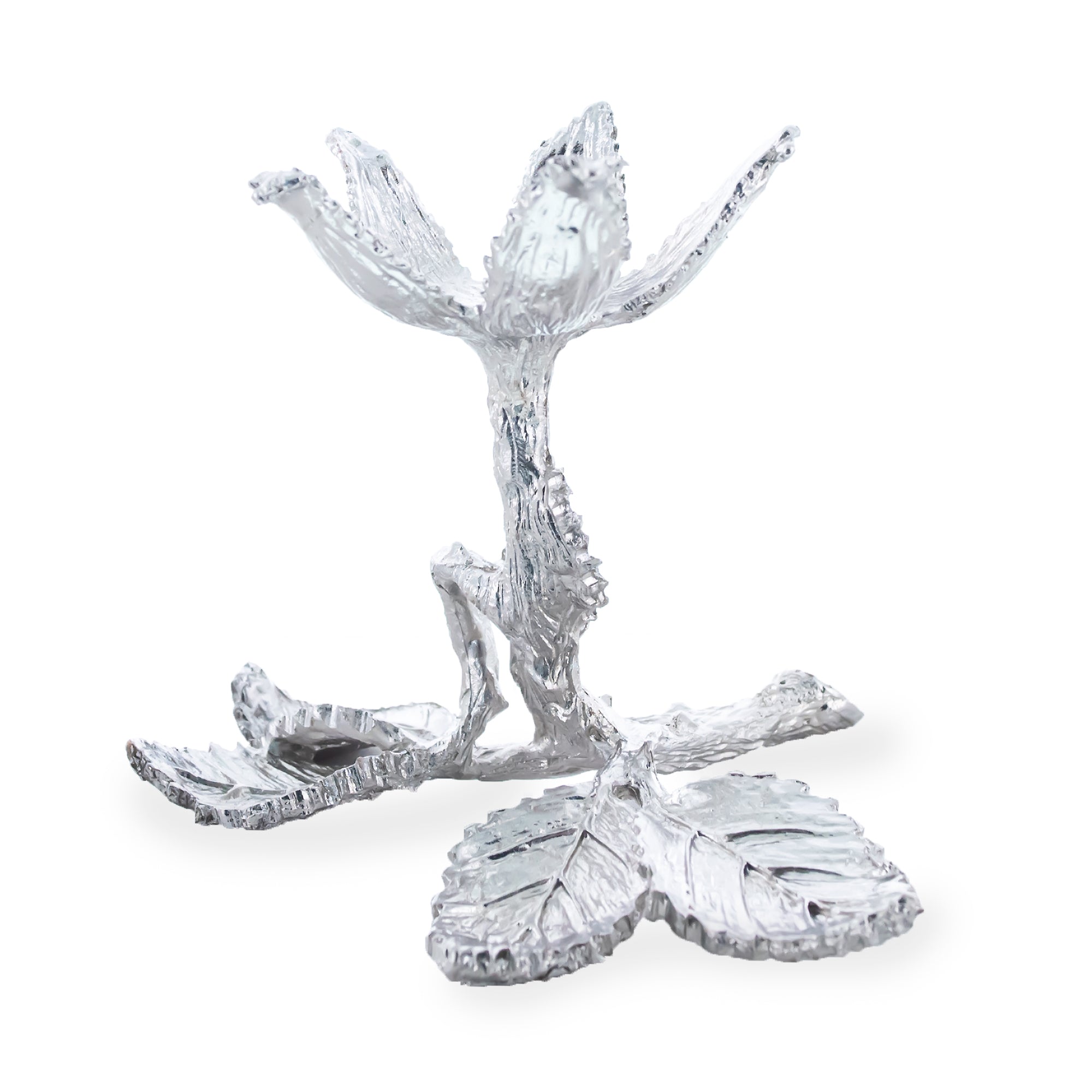 Silver Leaf and Branch Egg Stand Holder Display in Silver color